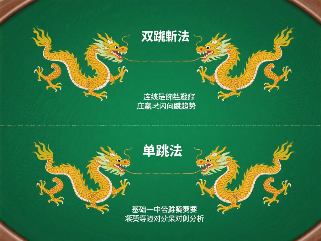 双龙不断法与单跳法：
双龙路表现为连续的庄赢或闲